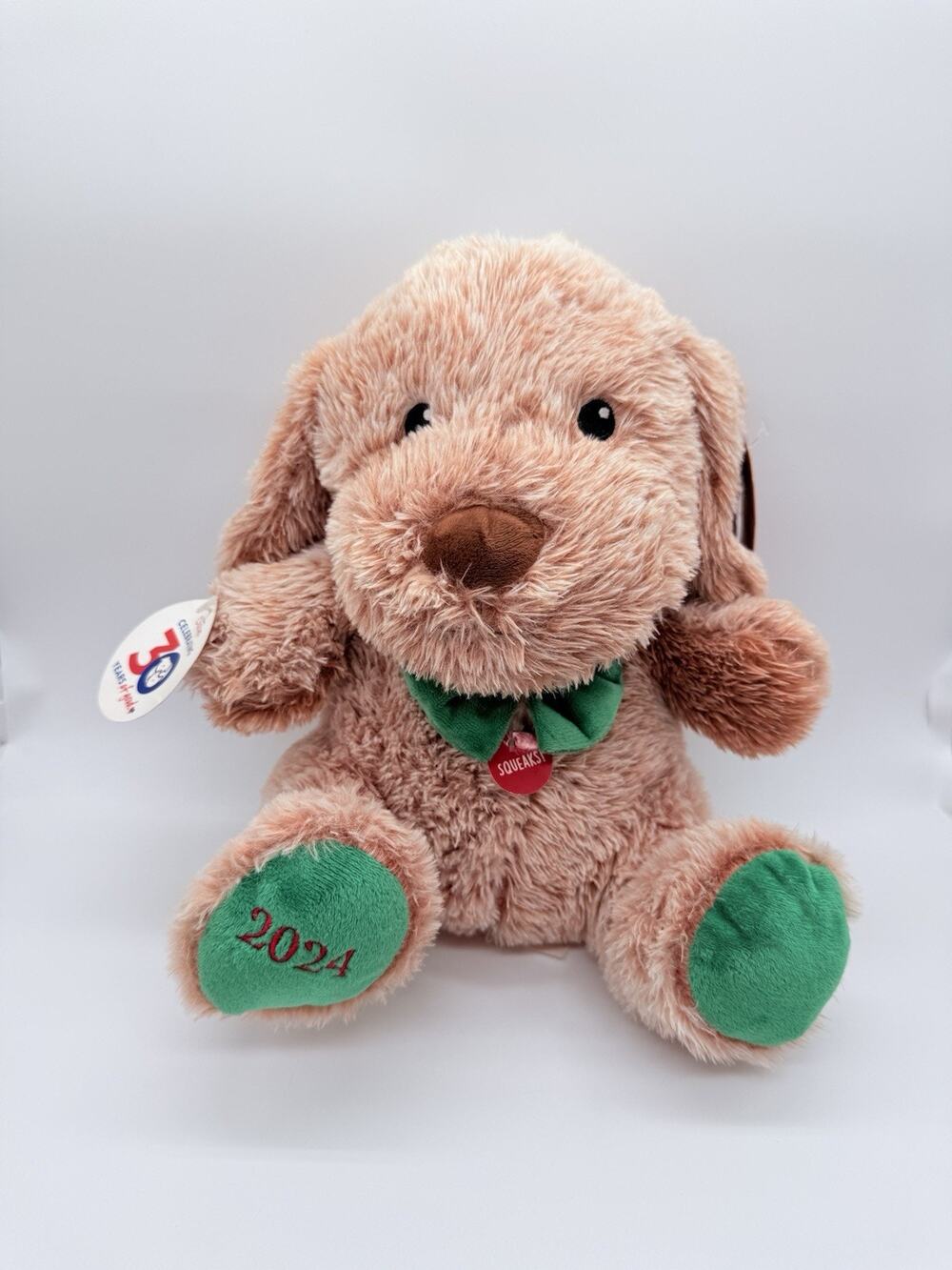 Petsmart Chance The Dog 11" Plush Dog Toy Squeaker Tan Green Christmas 2024